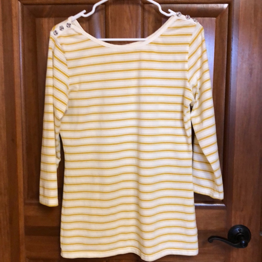 Matilda Jane adult yellow stripped top w/buttons